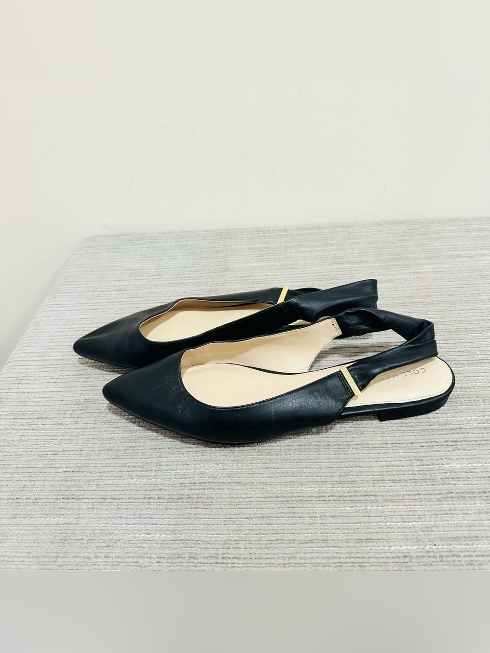 Cole Haan Eden Skimmer Ballet Flats Black Leather Pointed Toe Slingback Sz10,5 - Picture 2 of 10